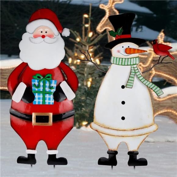 2 Pack Christmas Garden Metal Stakes, 31.5 Inch Decorative Snowman - Picture 6 of 8